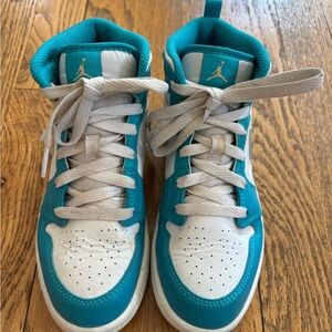 Nike Air Jordan Kids Teal and White Sneakers